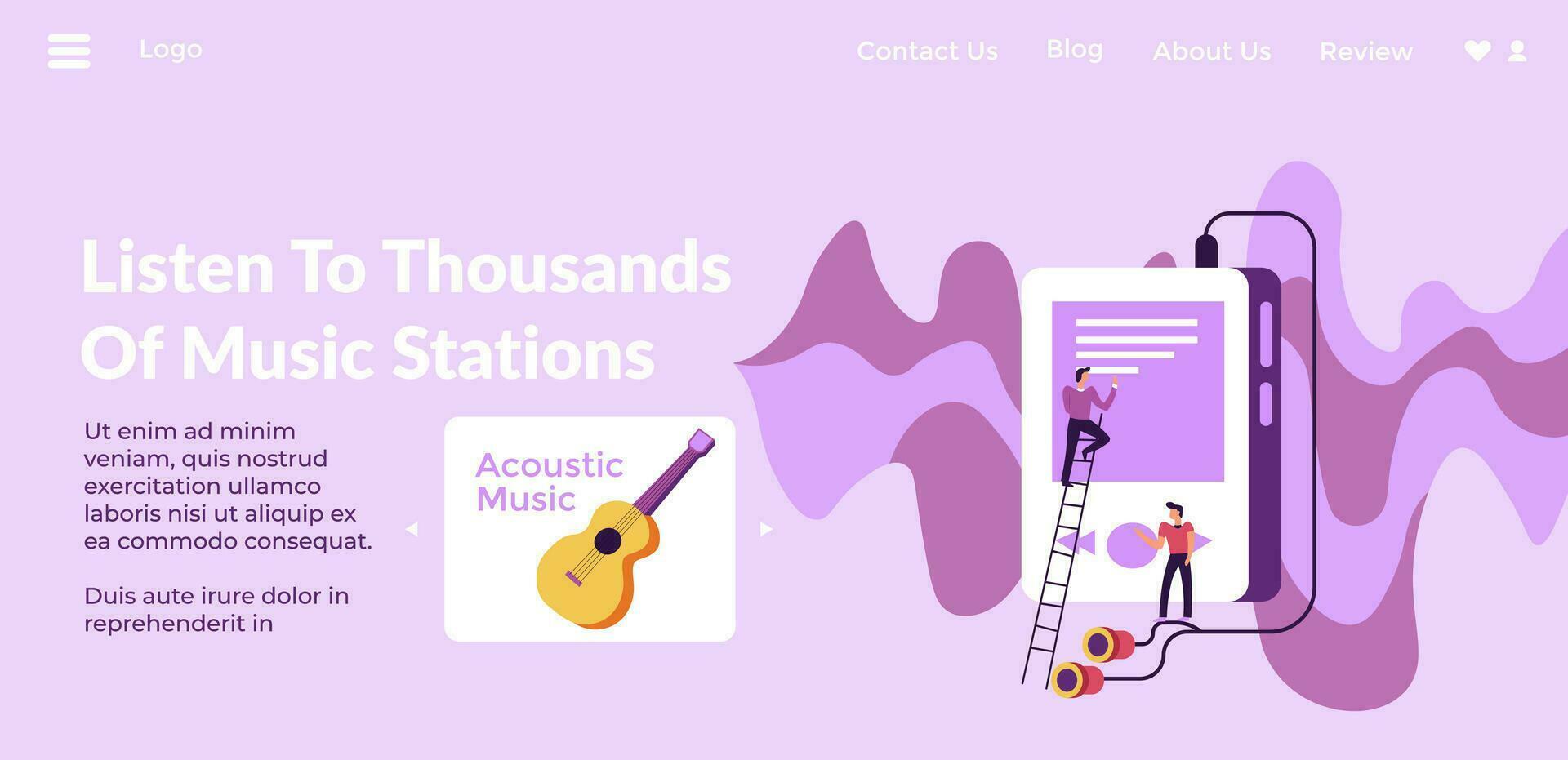 Listen to thousands of music stations website vector