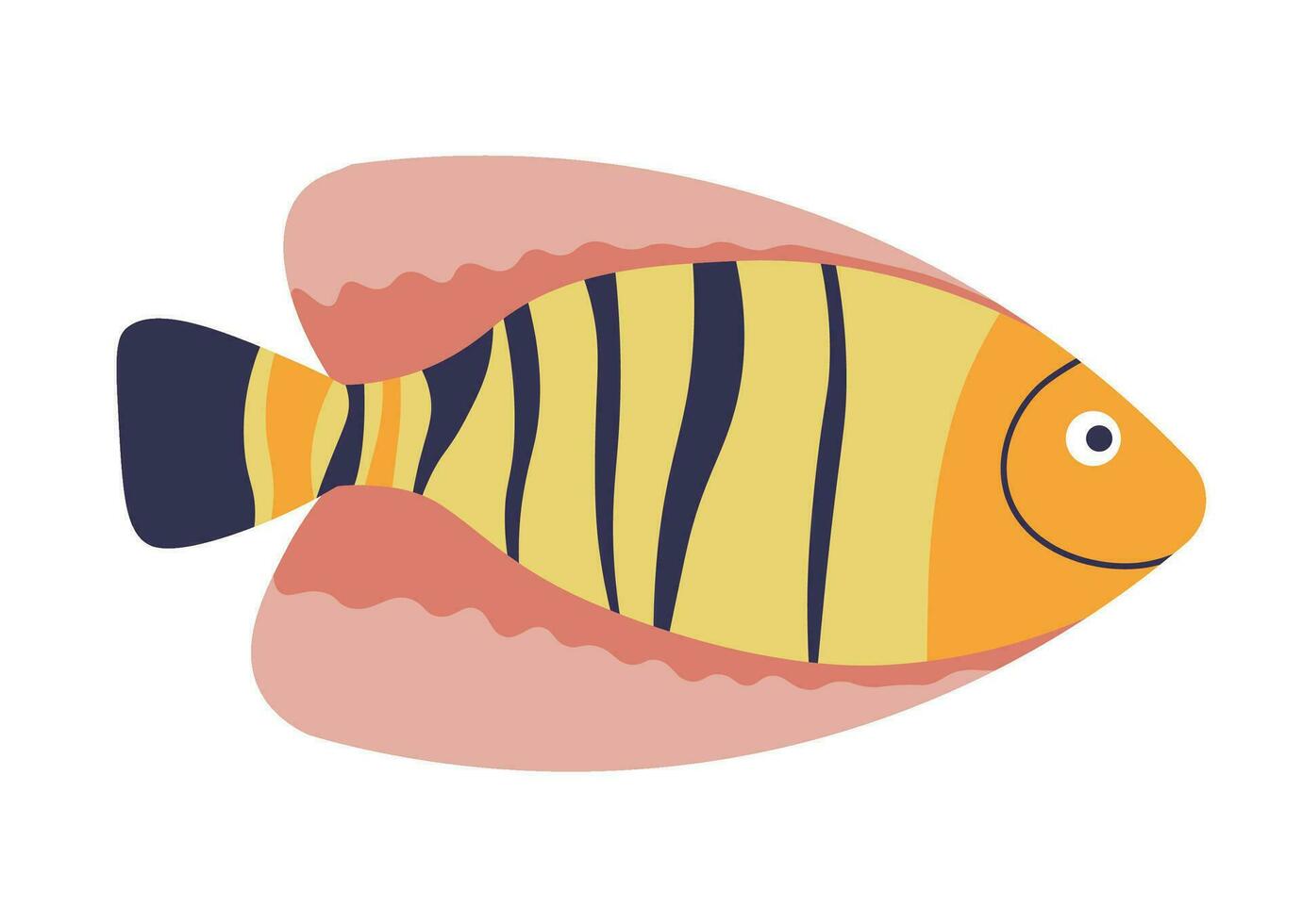 Tropical exotic fish with fins, striped species vector