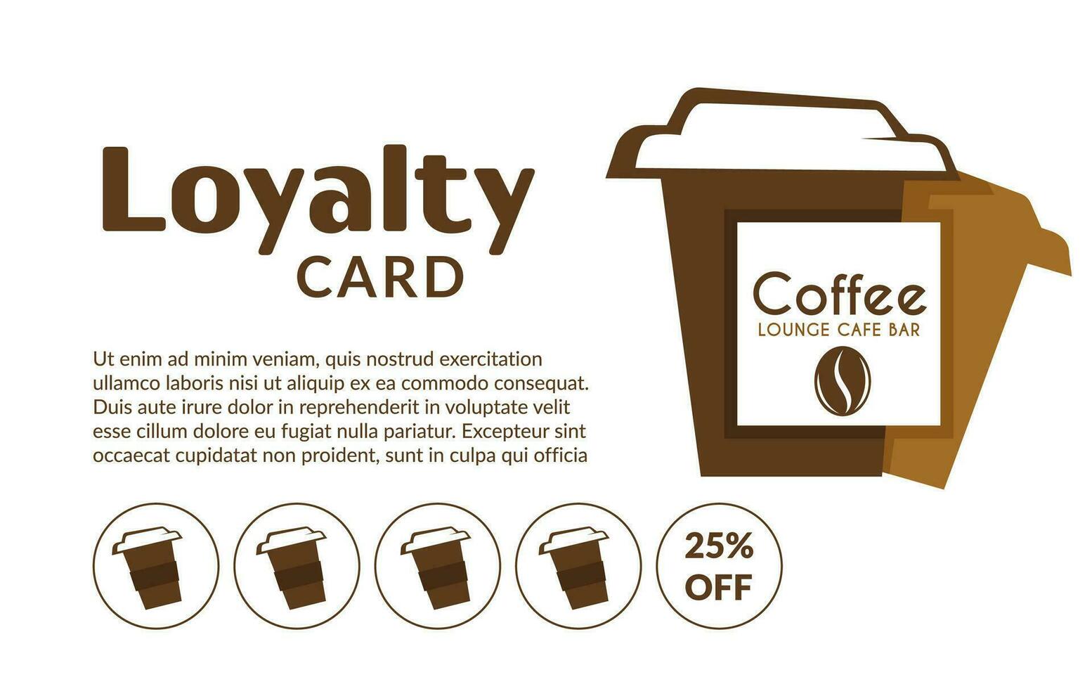 Loyalty card with sale for next cup of coffee vector