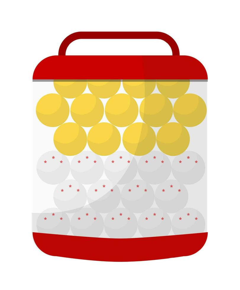Jar with balls for table tennis, storage container vector