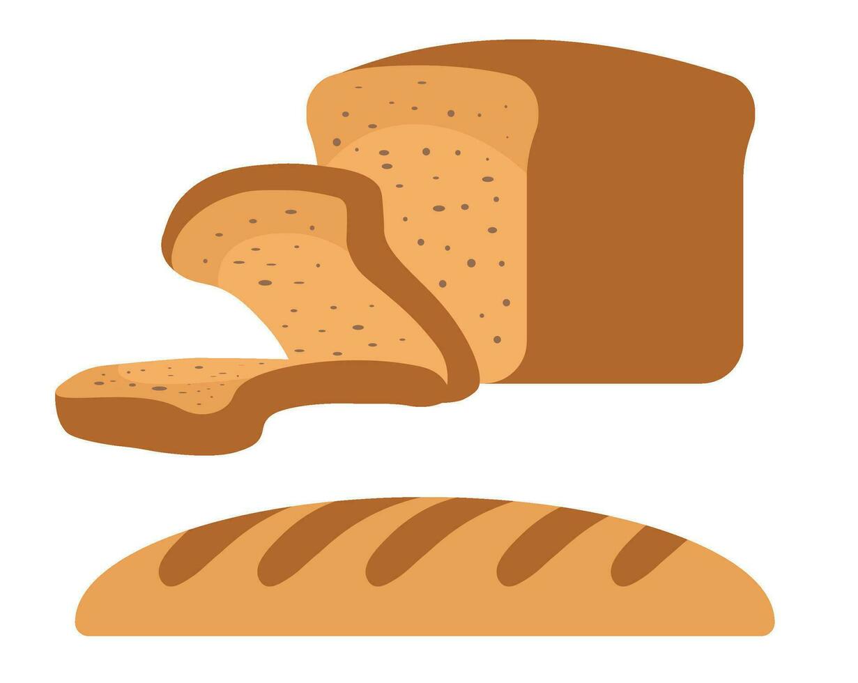 Food made of flour, sliced freshly baked bread vector