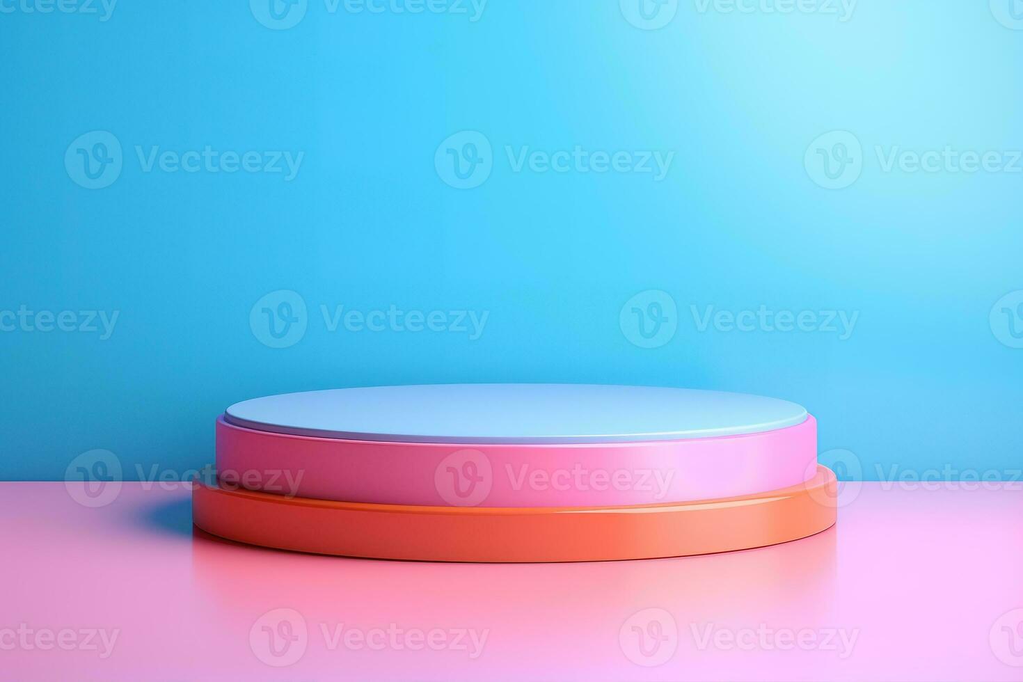 Close up of colorful pedestal podium background for product display in the style of a hard edge painter in colorful Background with geometric shapes and patterns. photo