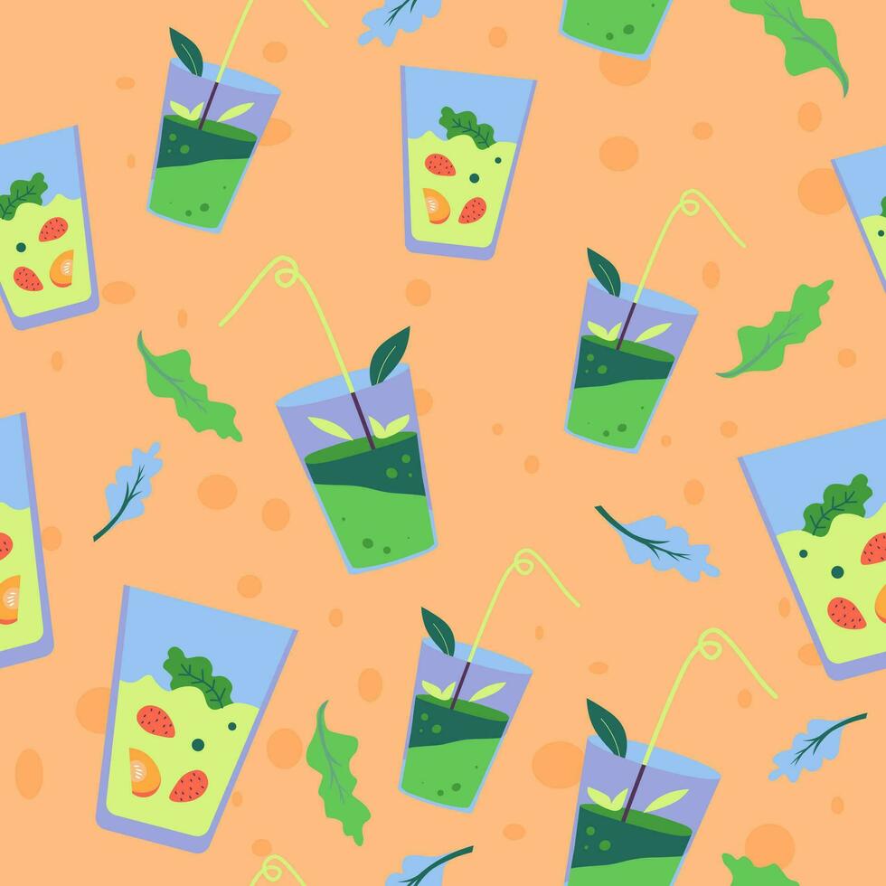 Organic and natural smoothie, tasty drinks print vector