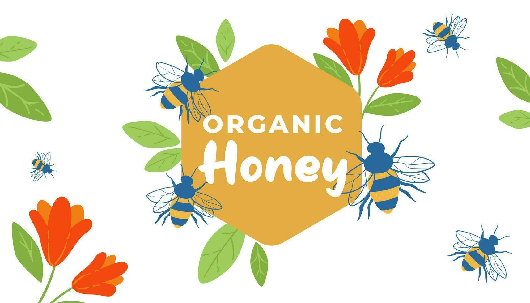 Organic honey bees products, promotional banner vector