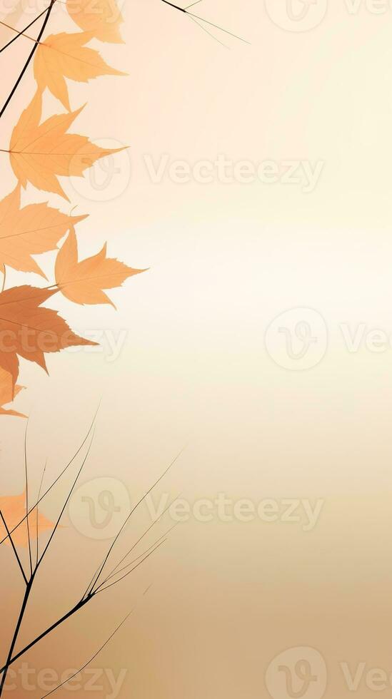 Beautiful autumn background with group of floating maple leaves in orange and yellow on blurred background. photo