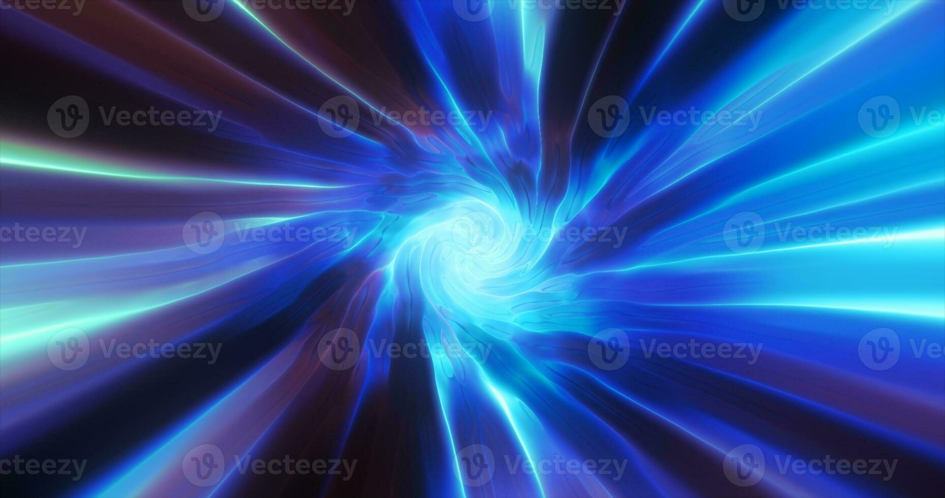 Blue hypertunnel spinning speed space tunnel made of twisted swirling energy magic glowing light lines abstract background photo