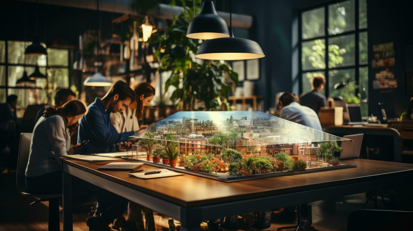 Architectural bureau, concept of modern human construction of cities and buildings, creation of architectural concepts photo