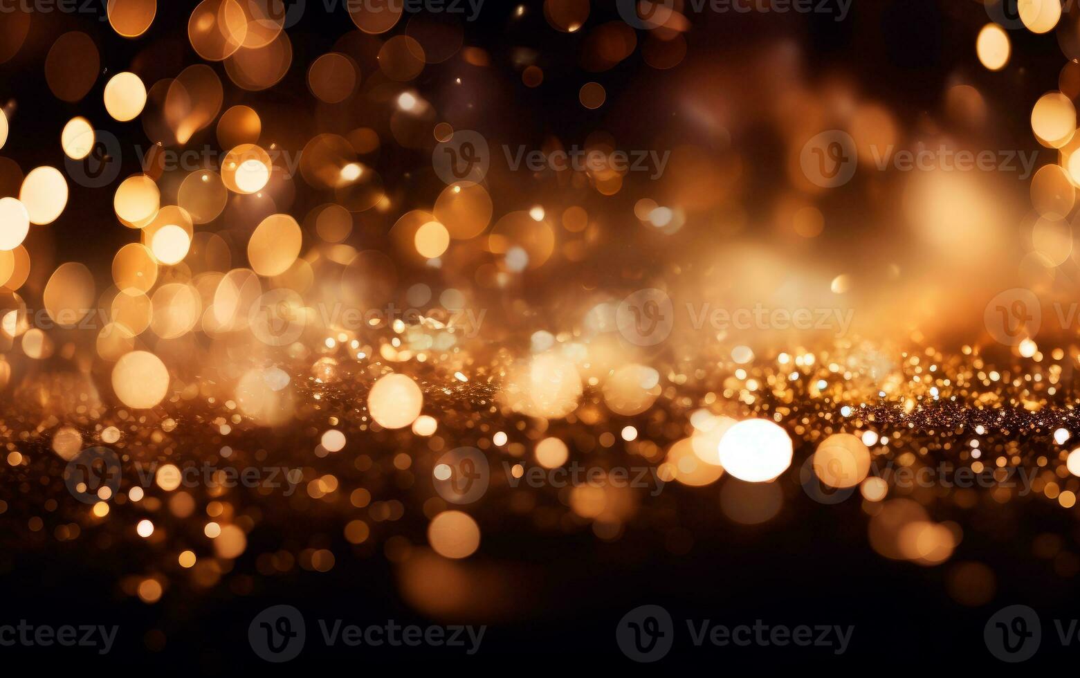 Bokeh defocused gold abstract lights background. AI Generative photo