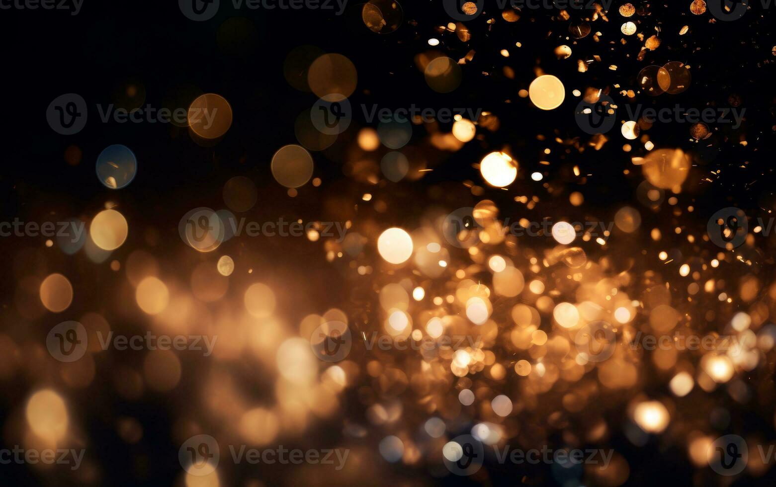 Bokeh defocused gold abstract lights background. AI Generative photo
