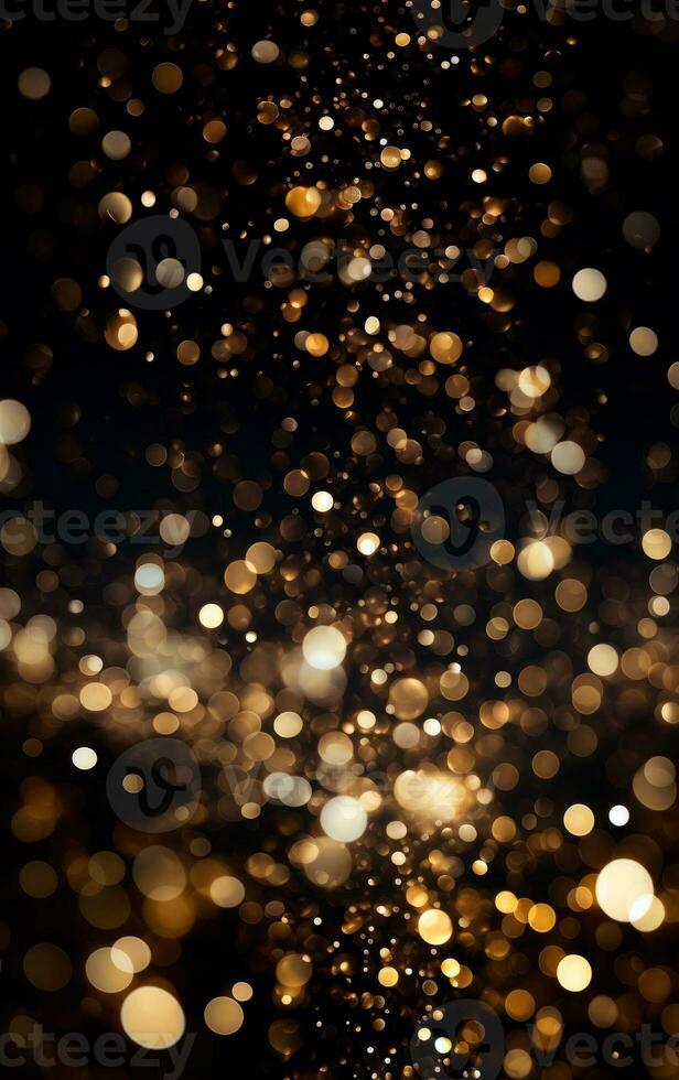 Bokeh defocused gold abstract lights background. AI Generative photo