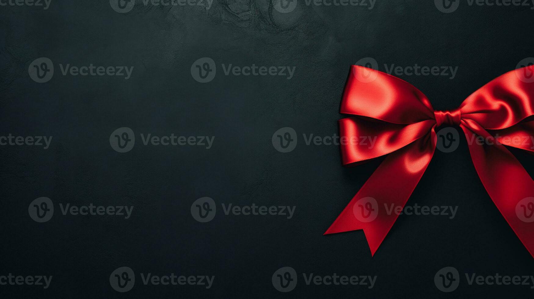 Black background with red ribbon bow wallpaper copy space. Black Friday concept. Template mockup for text, logo and product presentation. AI Generative photo