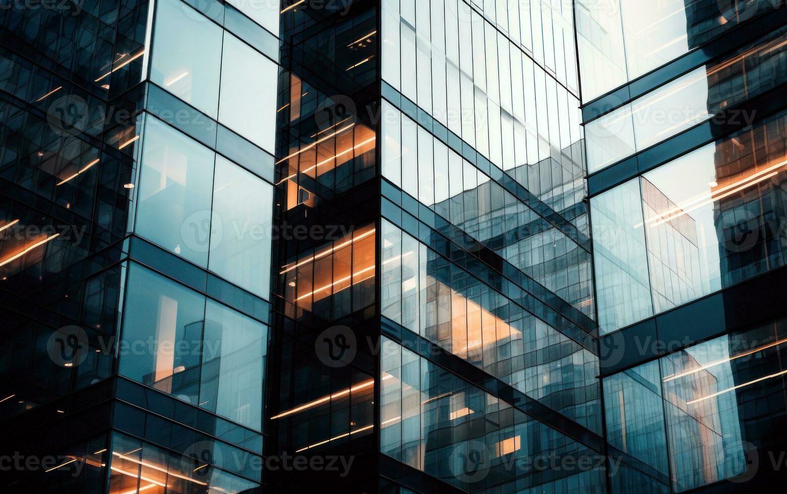 Reflective skyscraper business office buildings. AI Generative photo