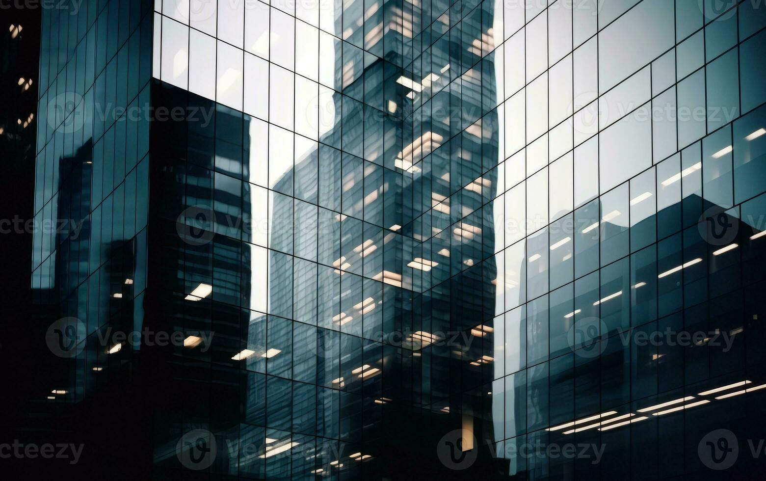 Reflective skyscraper business office buildings. AI Generative photo