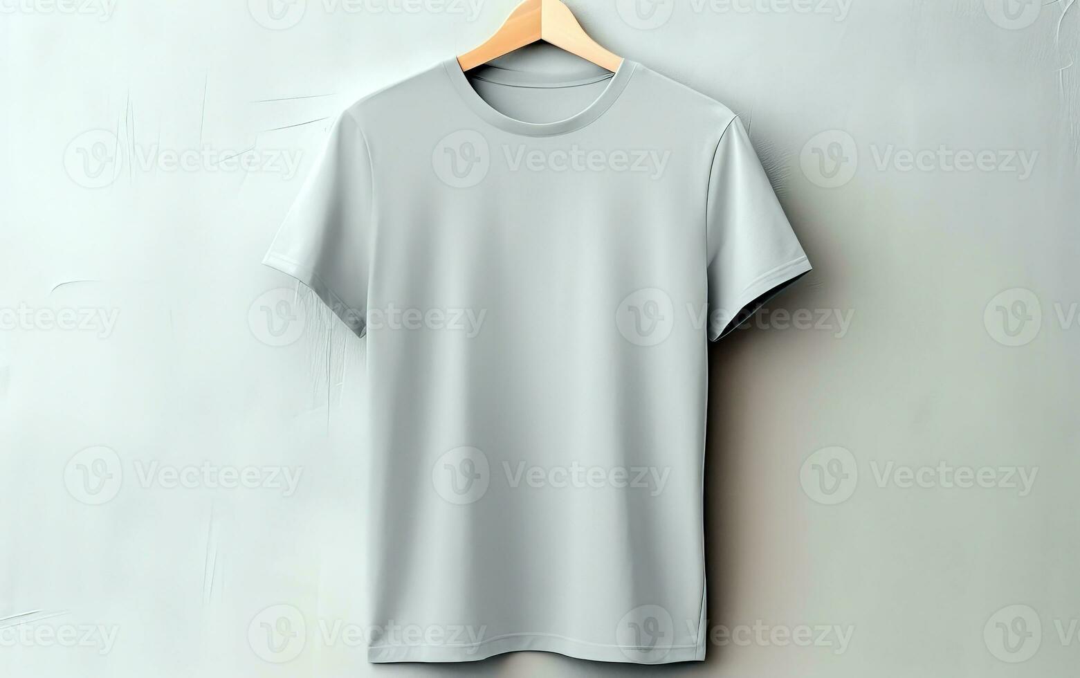 White T-Shirt on hanger for template and mockup. Cut out front t-shirt for comercial use. AI Generative photo