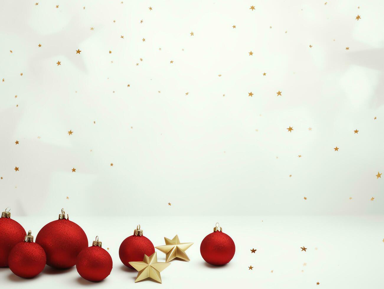 Christmas ornaments and star background with copy space holiday and happy new year concept, AI Generated photo