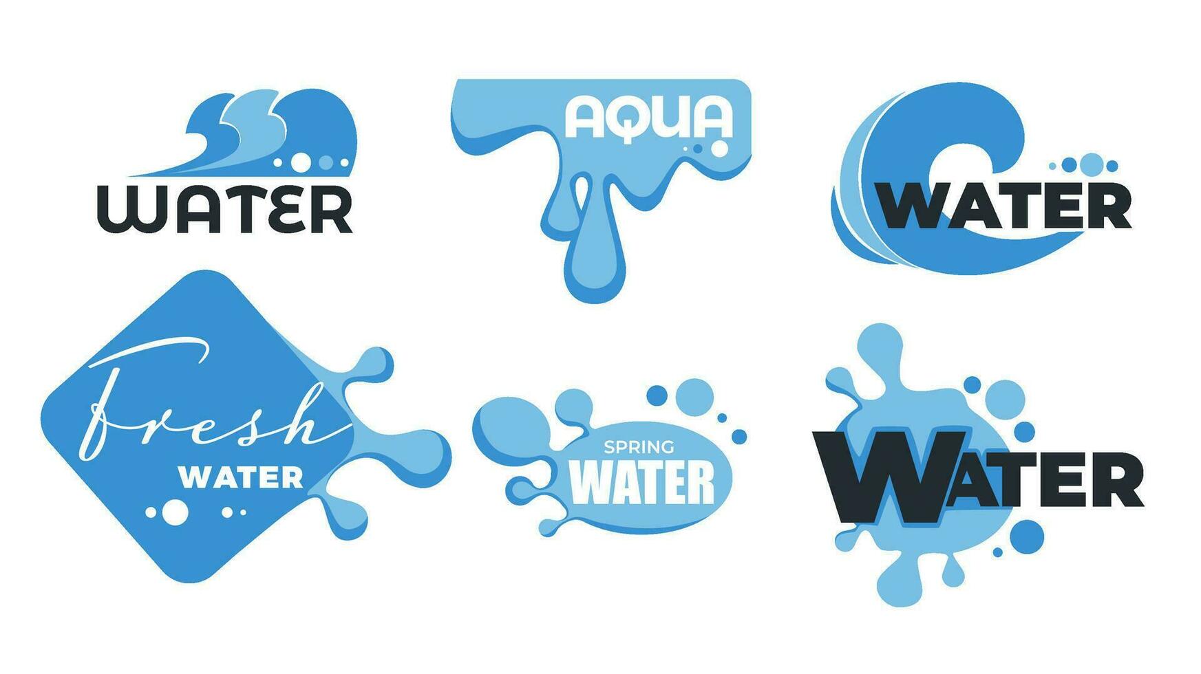 Water fresh and organic liquid, splashes and drops vector