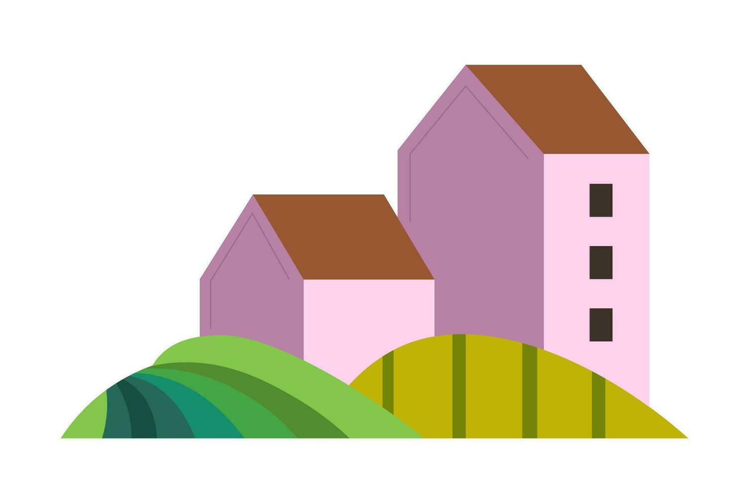 Landscape of small town or city building and field vector