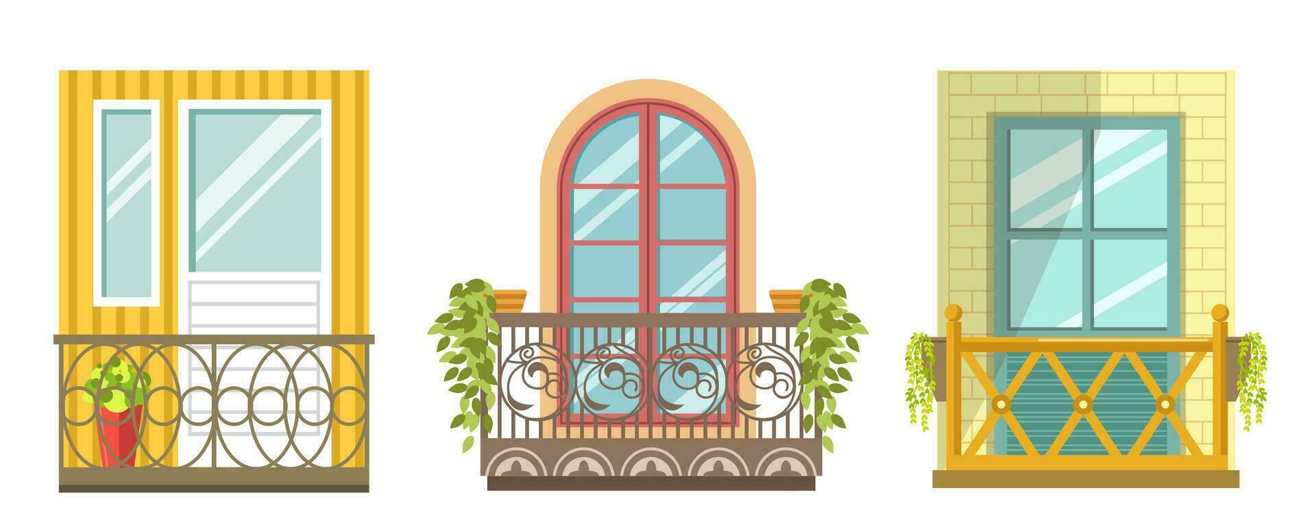 Decorative architectural feature, Juliet balcony vector