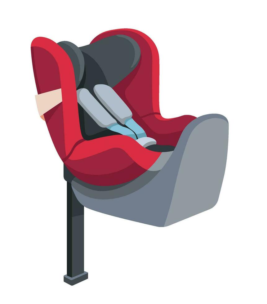 niño coche asiento con cinturón y protector estructura vector