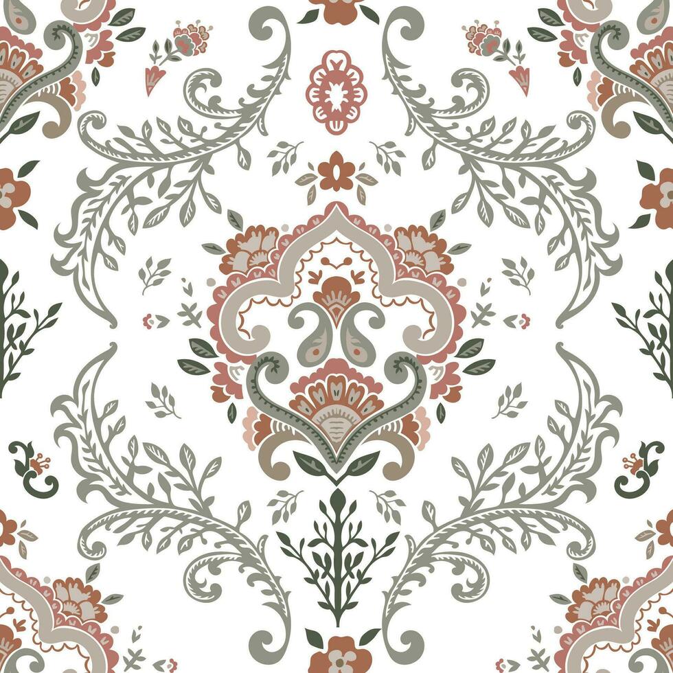 Abstract damask seamless pattern, floristic print vector