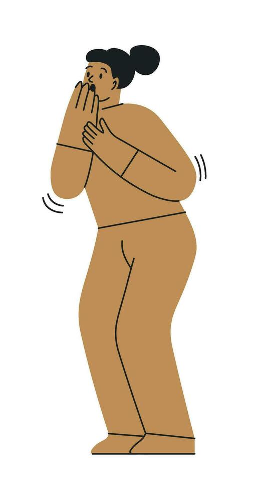 Female character expressing surprise emotions vector