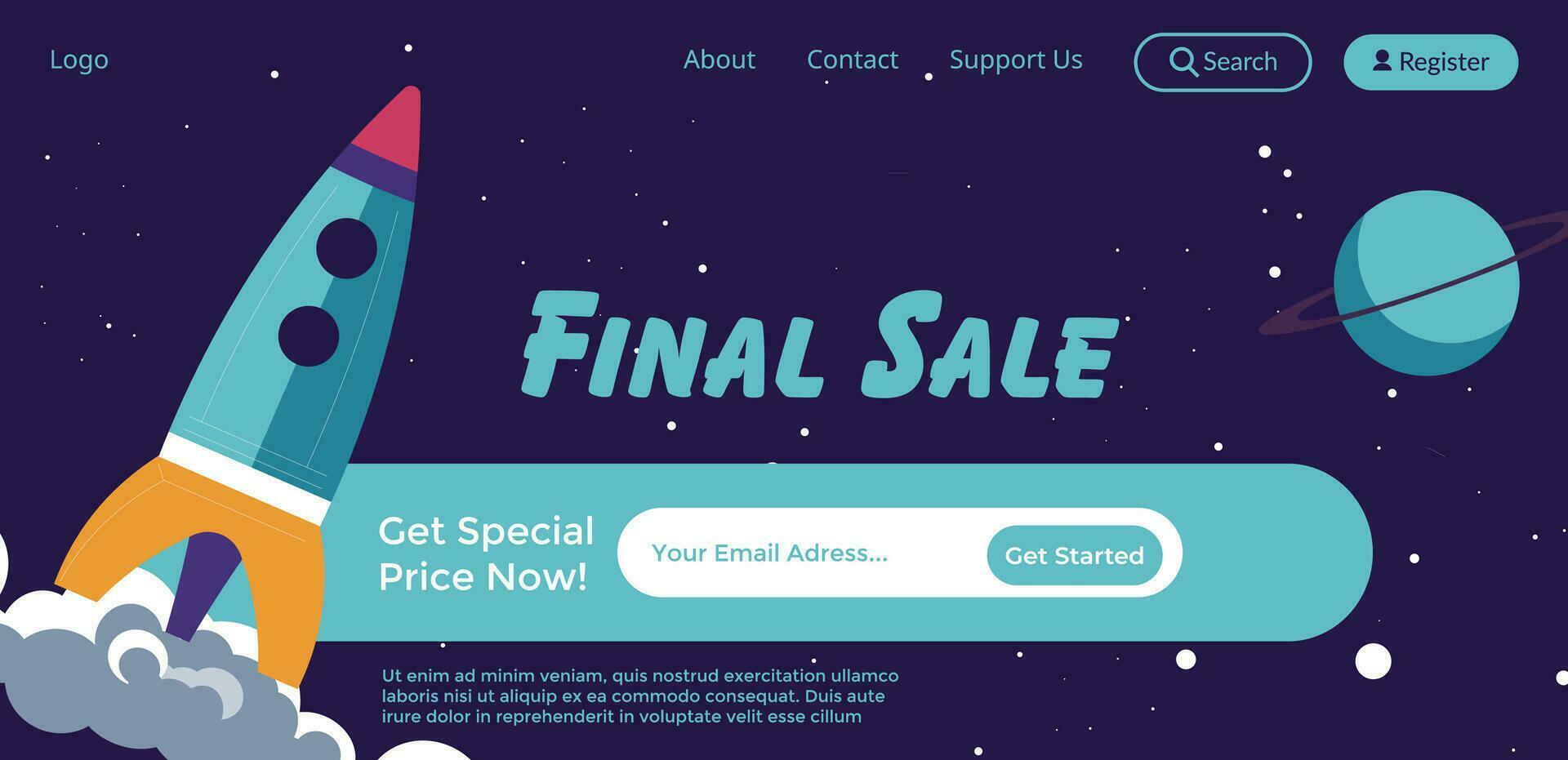 Final sale, get special price now website page vector