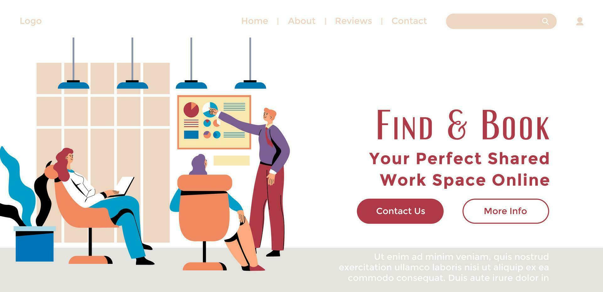Find and book your perfect shared office space vector