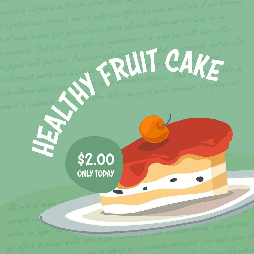 Healthy cake, dessert from shop or store vector