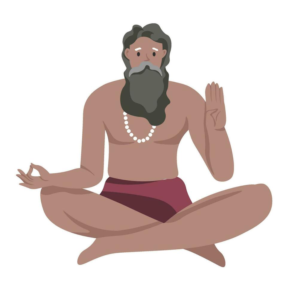 Male character practicing meditation exercise vector