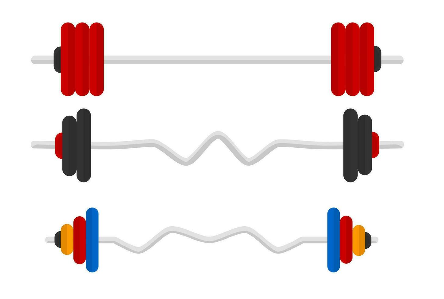 Sports equipment for gym, barbell with weights vector