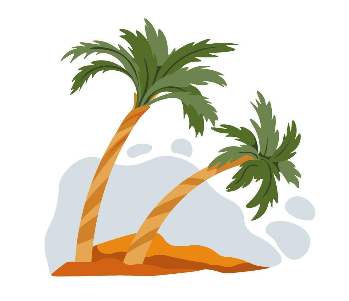 Palms on beach, tropical vegetation exotic trees vector