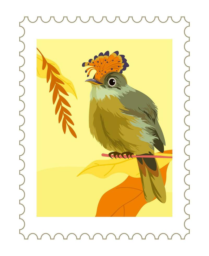 Postcard or postal mark with avian animal bird vector