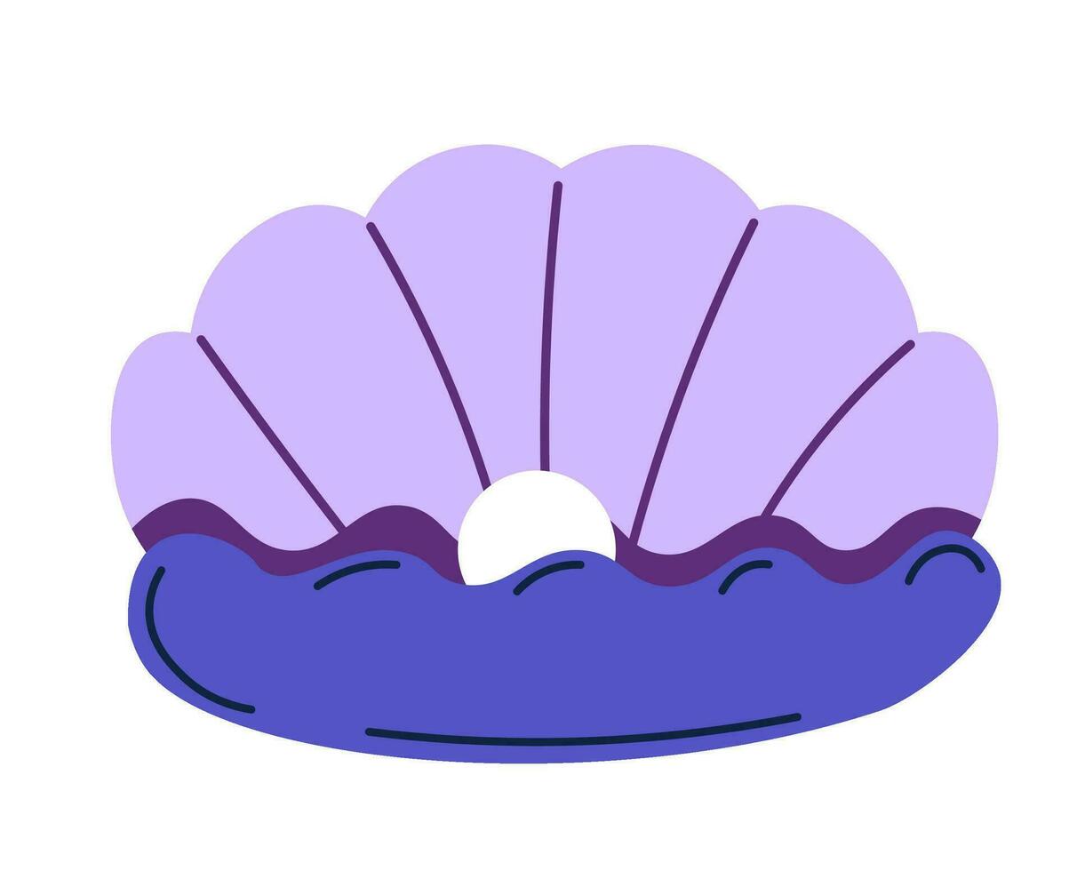Open seashels scallop and pearl shell, oyster vector