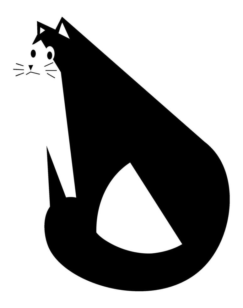 Curious cat sitting calmly, feline domestic pet vector