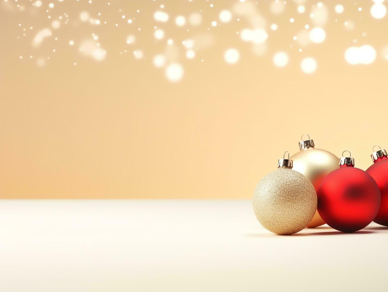 Christmas ornaments and star background with copy space holiday and happy new year concept, AI Generated photo