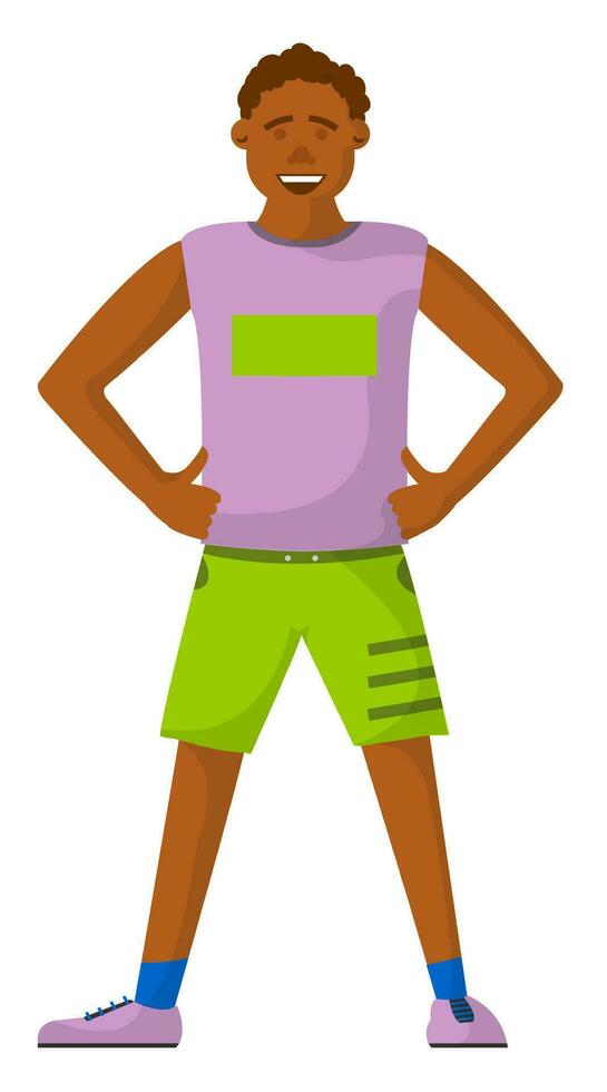 Sportive man, jogging or running athletic guy vector