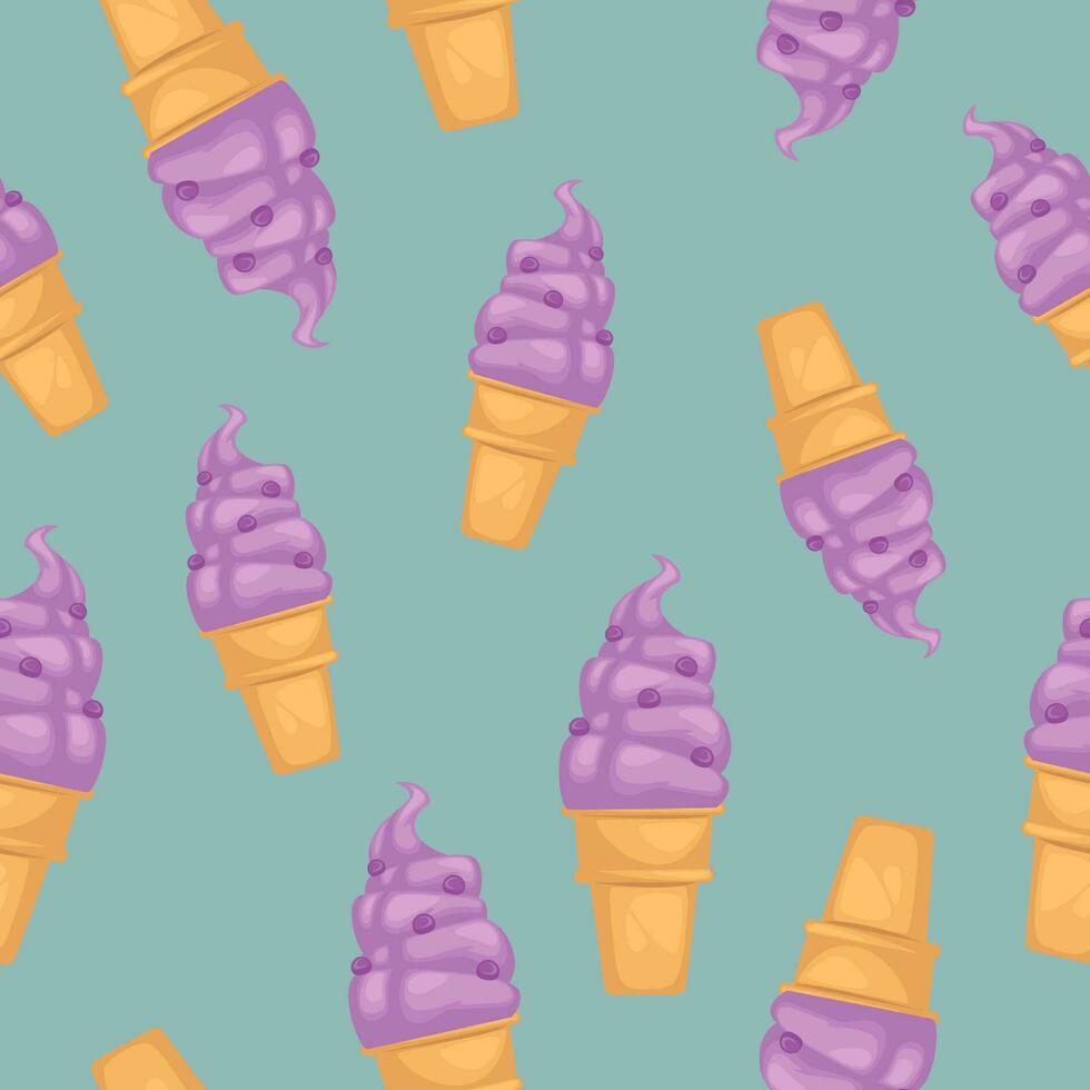 Ice cream cones with sprinkles seamless pattern vector