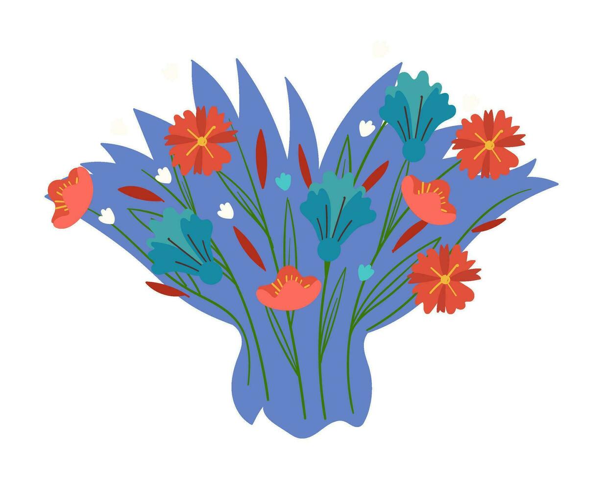 Blooming flowers in bouquet arrangement vector