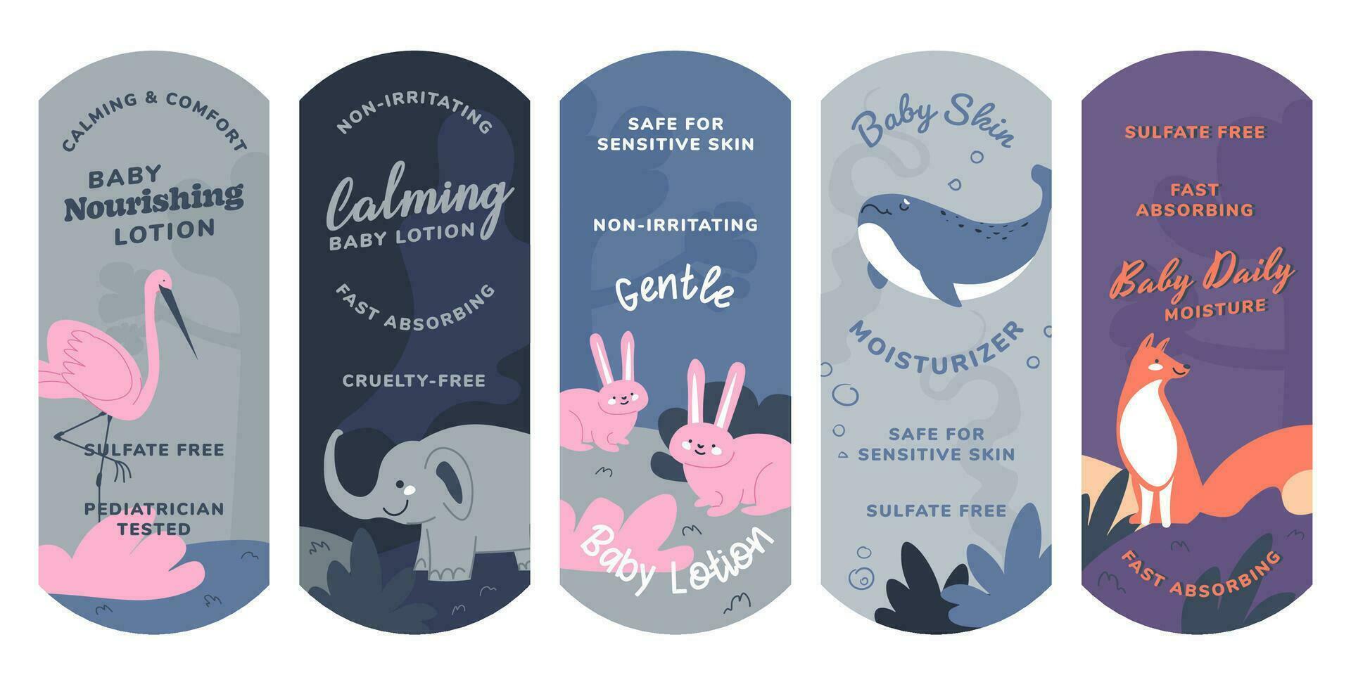 Sticker design collection for baby lotion package vector