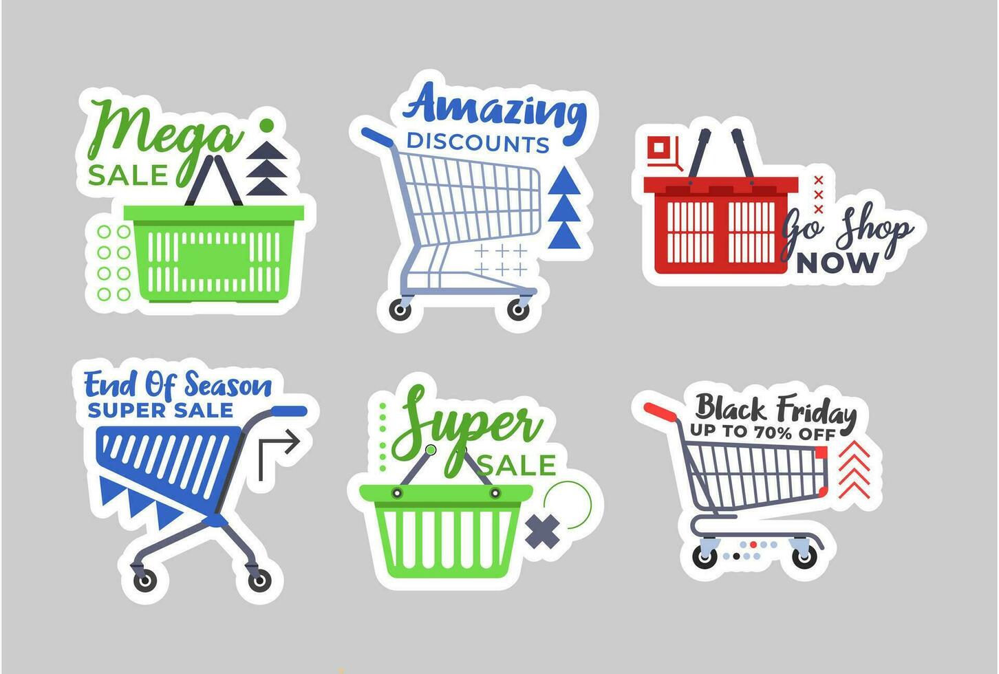 Sticker set design for special sale offer promo vector