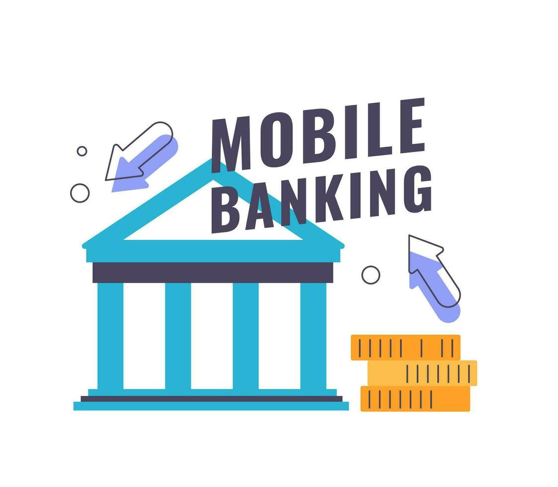 Financial services via the internet, mobile banks vector