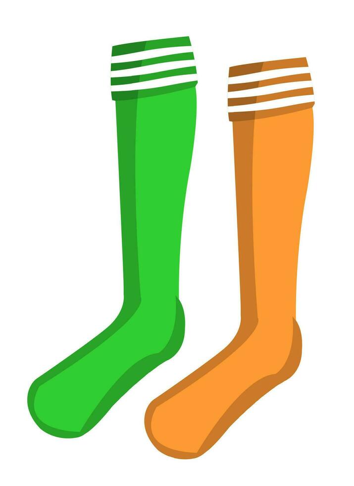 Sports socks with team colors, fashionable clothes vector