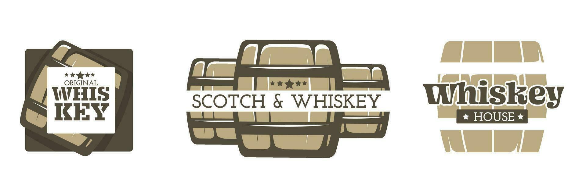 Scotch and whiskey house, barrels with alcohol vector