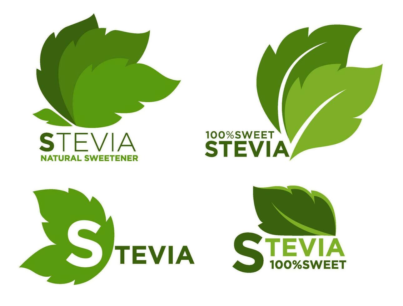 Sweet and natural sweetener, stevia leaves label vector