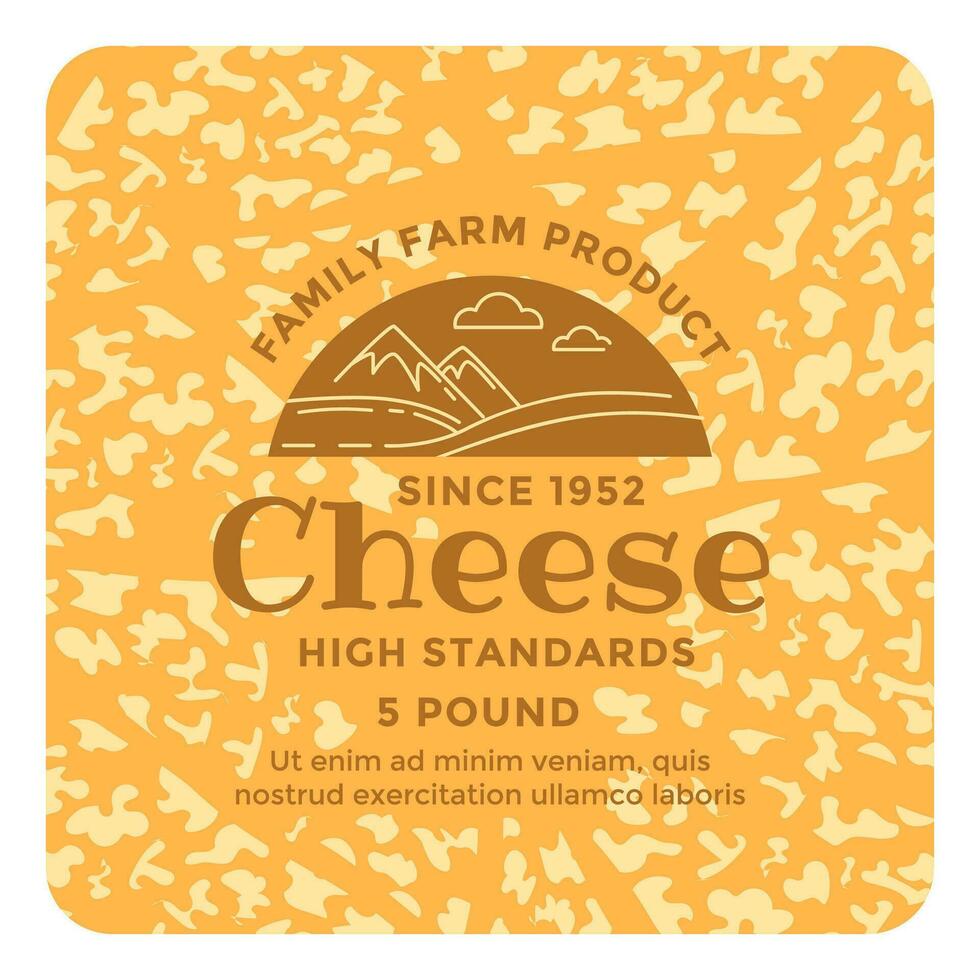 Family farm product, cheese of high quality label vector