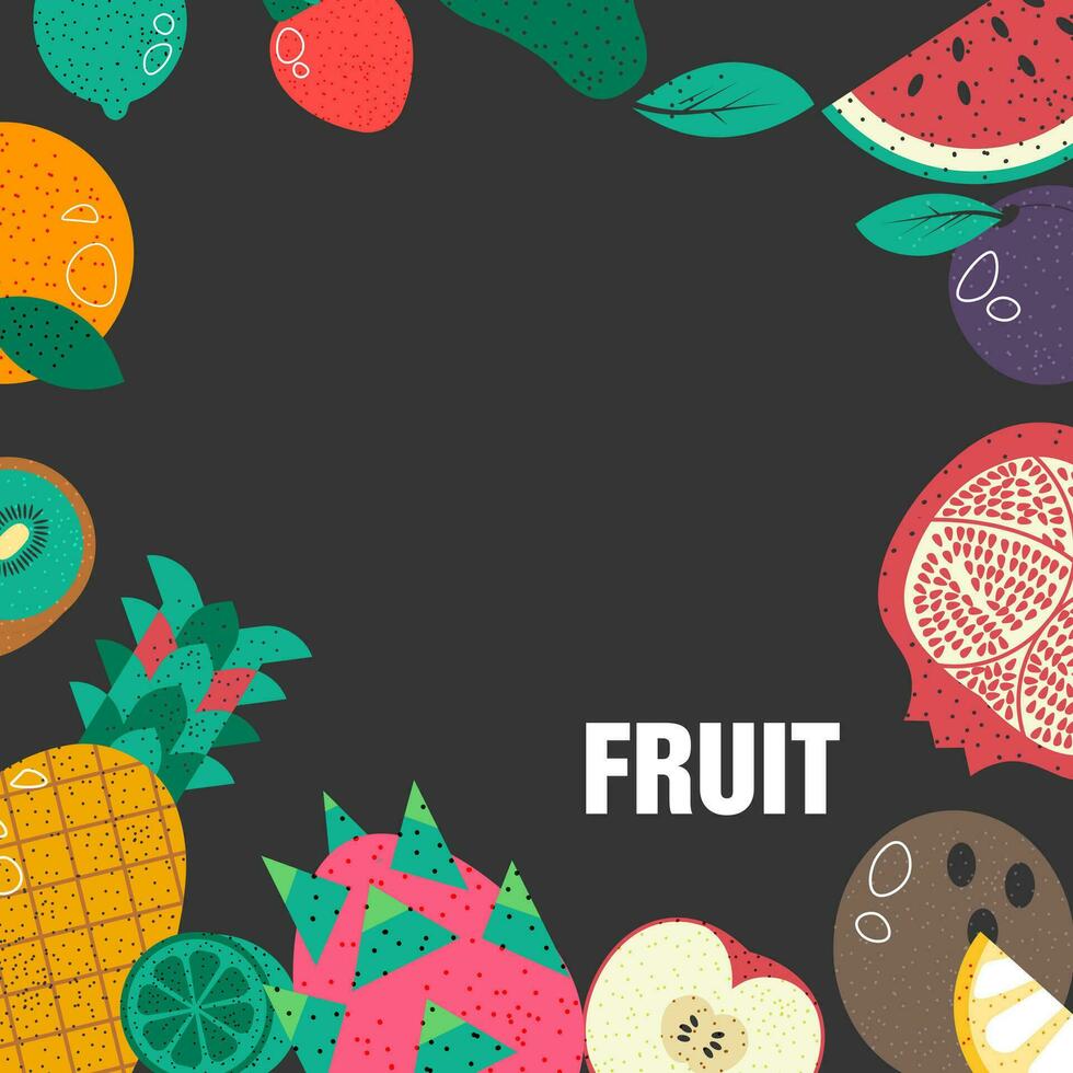 Fruits banner, tasty ripe tropical products vector
