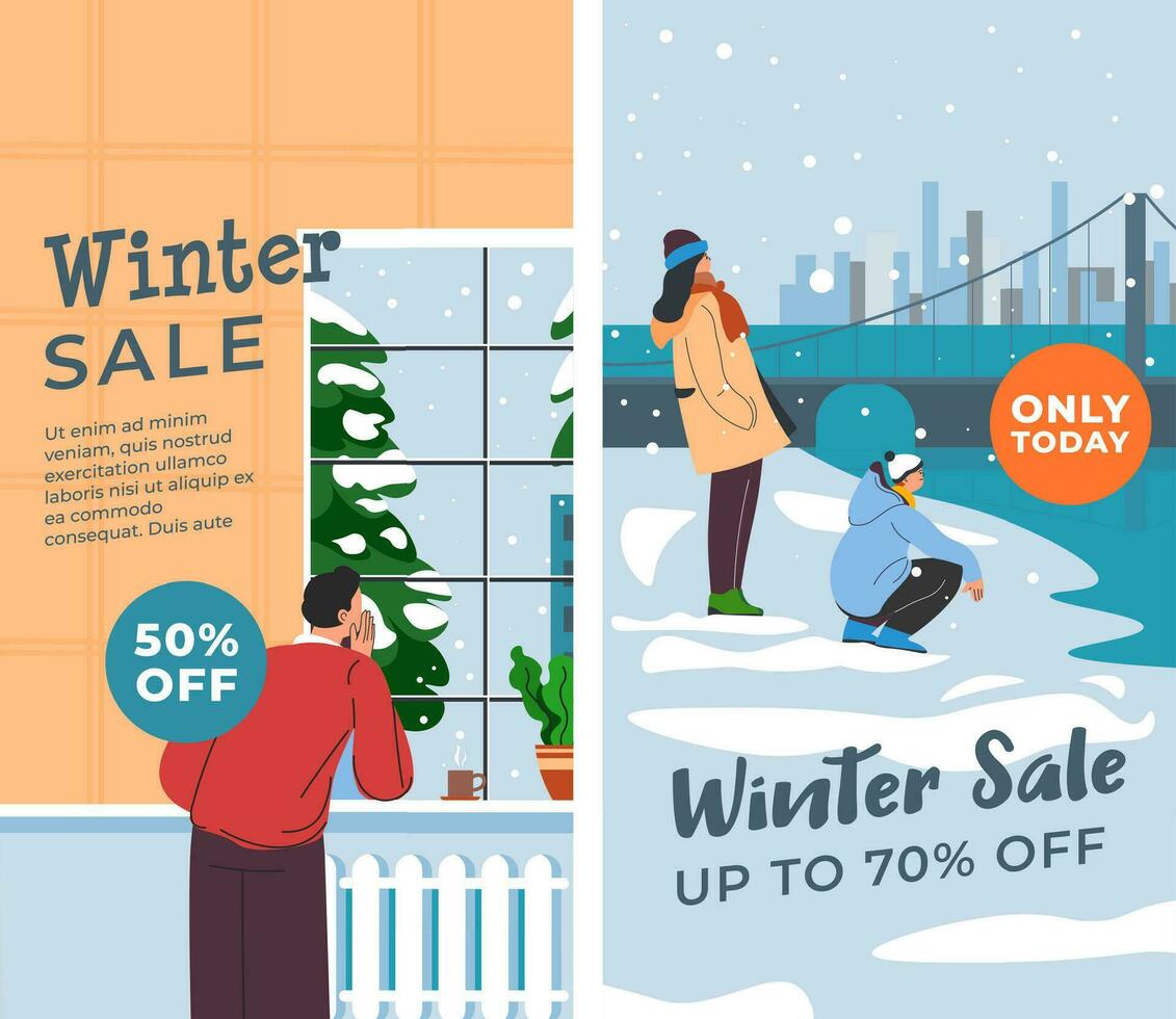 Winter sale up to seventy percent off only today vector