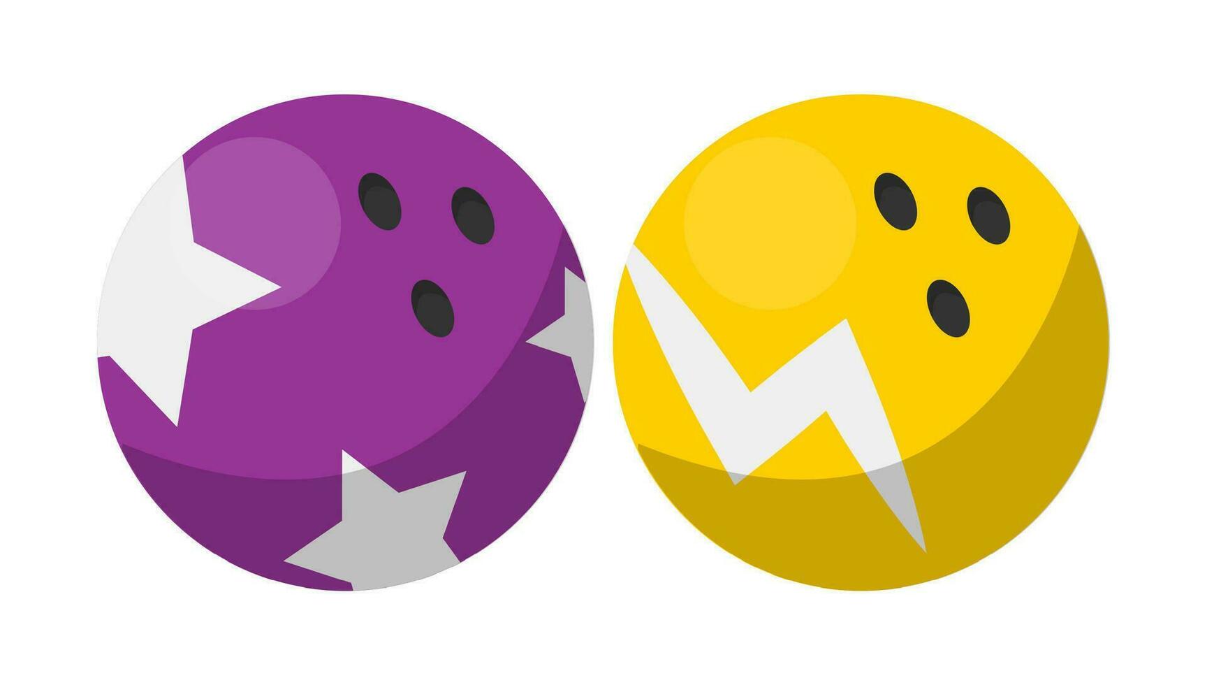 Bowling balls with stars and thunderbolt vector