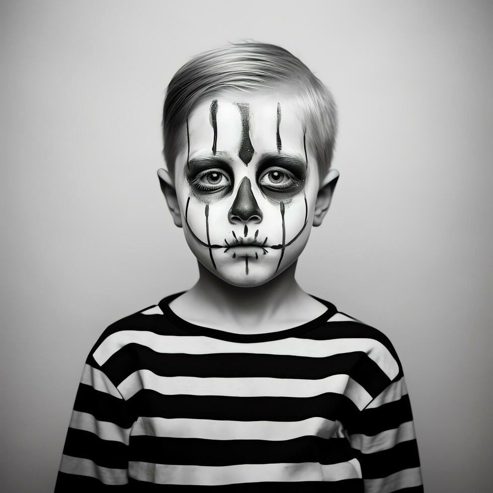 Happy halloween kid concept, a boy wearing halloween costume, AI Generated photo