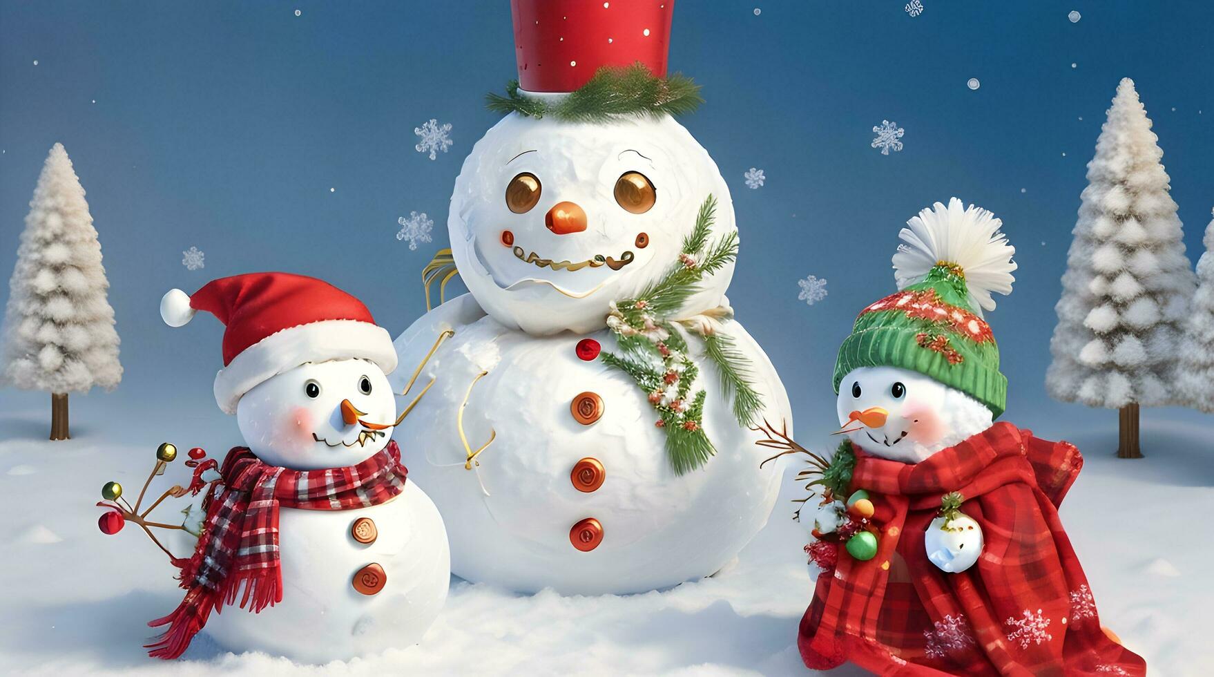 festive Christmas background with snowman photo